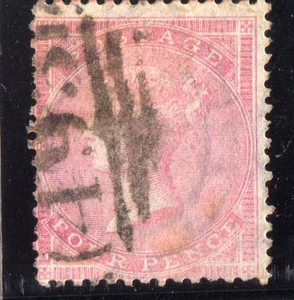 GB SG64 QV 1856 4d Pale Carmine, Wmk Medium Garter, White Paper, Used c £500 - Picture 1 of 2