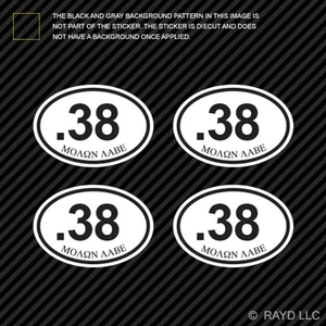 (4x) Molon Labe .38 Ammo Can Sticker Set Decal measures 2.5” x 1.72” bullet 38 - Bild 1 von 1