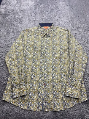 Camisa Tallia Hombre XL 17.5 Amarillo Paisley Pastel Manga Larga Puño Abatible Abotonada Foto 1 de 4