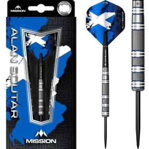 Dardos Mission Alan Soutar azul y blanco - 90 % tungsteno - punta de acero 24 g y 26 g - Imagen 1 de 4