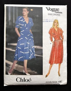 Vogue 1141 Misses Wrap Dress by Chloe Designer Vintage 1980's Pattern Size 8 Cut - Picture 1 of 2