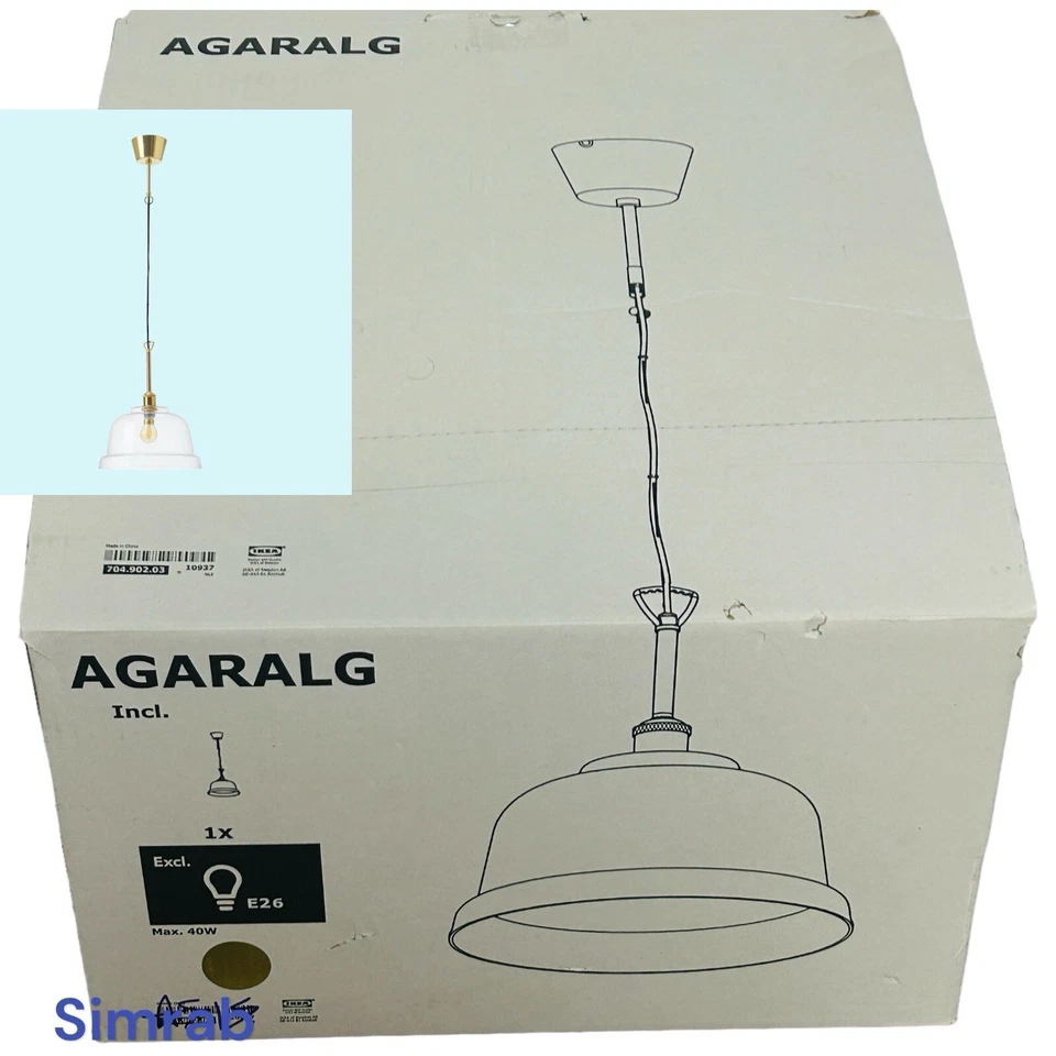 Ikea AGARALG Modern Pendant lamp glass Brass Color Nickel plated 704.902.03