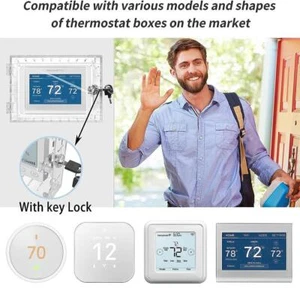 Thermostat Cover Large Universal Combination Lock Clear Box Guard Wall Mounted - Bild 1 von 10