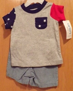 Infant Boy Patriotic 2 piezas Juego corto~Tallas niño niño~NUEVO con etiqueta~Carter's - Imagen 1 de 2