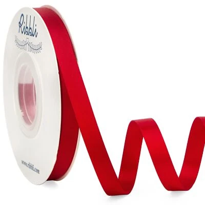 Double Faced Red Satin Ribbon3/8” x Continuous 25 YardsUse for Bows BouquetGi... - Image 1 of 4