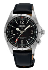 New Seiko Prospex Land Stainless Steel Black Dial Leather Band Mens Watch SPB379