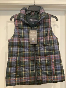 Lands End NEW Plaid Green Quilted Zipper Vest Size Extra Small - Picture 1 of 2