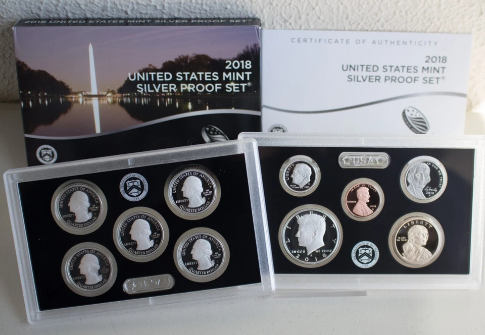 2018 S ANNUAL Silver 10 Coin Proof Set US Mint Original Box and COA Complete - Image 1 of 4