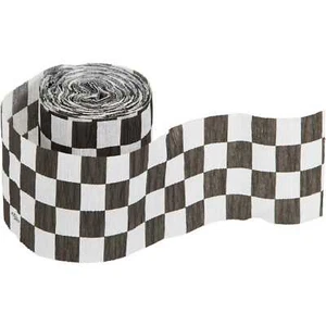 Black and White Racing Chequered Checkered Crepe Streamer Decoration - Picture 1 of 1