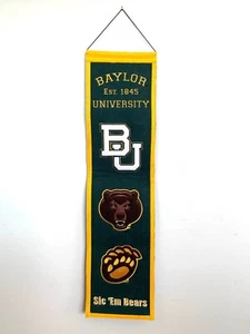 De colección. Baylor University BU Sic Em' Bears 32x8" fieltro bordado banderín bandera - Imagen 1 de 8