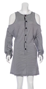 Y-3 by Yohji Yamamoto Cold Shoulder Dress Navy Blue White Striped Cotton Size M - Picture 1 of 3