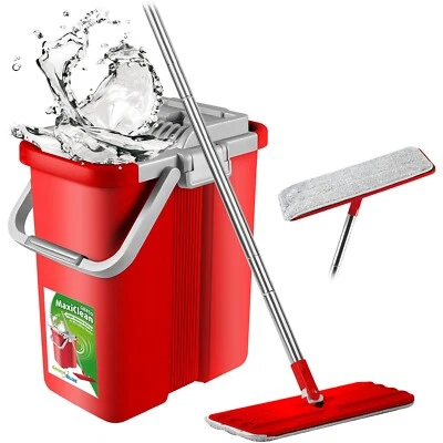 Bodenwischer Mopp 360 Teleskopstiel 2in1 Hands Free Eimer 8 Litern Wischmop Set
