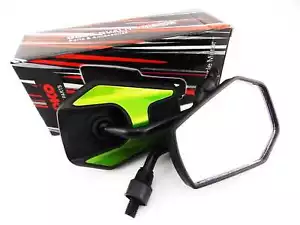 ESPEJOS RETROVISORES UNIVERSALES HONDA YAMAHA KAWASAKI SUZUKI NEGRO VERDE HEXAGONAL SOKO - Imagen 1 de 4