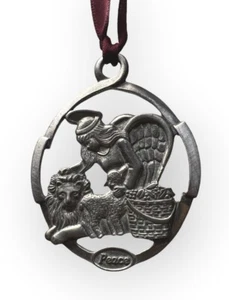 1998 Longaberger Angel Ornament PEACE Lion & Lamb Pewter Christmas FREE SHIPPING - Picture 1 of 4