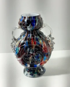 Vintage Franz Welz Bohemian/Czech Cased Glass Splatter Bud Vase 5.25" Tall - Bild 1 von 13