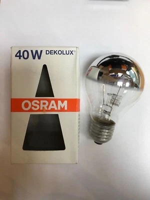 OSRAM DEKOLUX GLÜHLAMPE KUPPENVERSPIEGELT  SILBER KOPFSPIEGEL E27 40W DIMMBAR !! - Bild 1 von 2