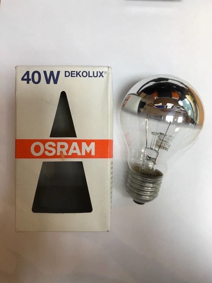 OSRAM DEKOLUX GLÜHLAMPE KUPPENVERSPIEGELT  SILBER KOPFSPIEGEL E27 40W DIMMBAR !! - Bild 1 von 2
