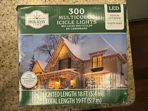 Holiday Time 300 Multicolor Icicle LED Lights White Wire New - Picture 1 of 1
