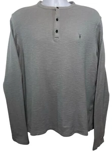Camisa Allsaints Hombre Talla Grande Muse Tejido Waffle Henley Gris Manga Larga Térmica - Imagen 1 de 8