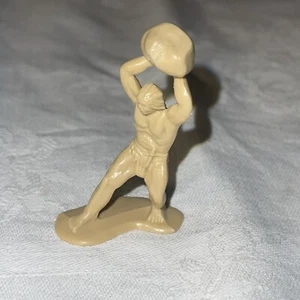 Vintage Marx Prehistoric Caveman Holding a Large Boulder Plastic Play Toy Figure - Picture 1 of 6