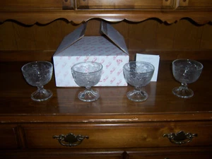 Princess House #575 Fantasia 4 Crystal Dessert Dishes With Box - Picture 1 of 12