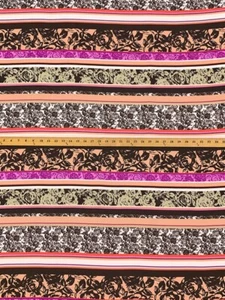 Floral Stripe Crepe Georgette Apparel Fabric Contemporary By the Yard - Picture 1 of 3