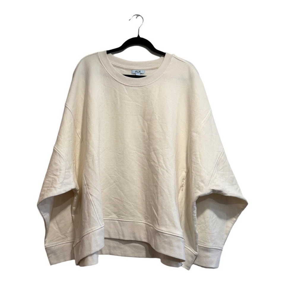 Sudadera FLX Embrace Cuello Redondo Para Mujer Marfil Seda Talla 3X Bolsillo Lateral Cremallera Suave Foto 1 de 4