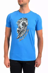 Roberto Cavalli Men's Blue Graphic Crewneck Short Sleeve T-Shirt US M IT 50 - Picture 1 of 6