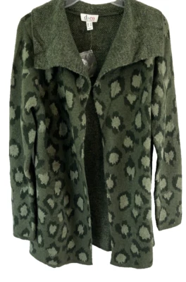 Cárdigan Suéter Denim & Co. Jacquard Verde Talla S Frente Abierto A383621 Mujer DD708 Foto 1 de 4