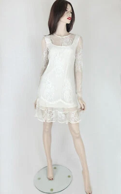 La Perla net and lace Dress is fully lined, features a side zipper AU 10 Ivory Foto 1 de 4