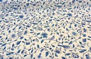 Waverly Summer Isles Sky Blue Floral Bird Drapery Upholstery Fabric By the Yard - Picture 1 of 4