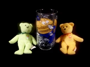 McDonald's 1977 Action Series Big Mac Glass & 2 Ty 2004 Teenie Beanie Babies - Picture 1 of 14