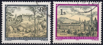 1989-92  Austria SC# 1465-1466 - Monastery Type of 1984 - 2 Different - Used - Image 1 of 2