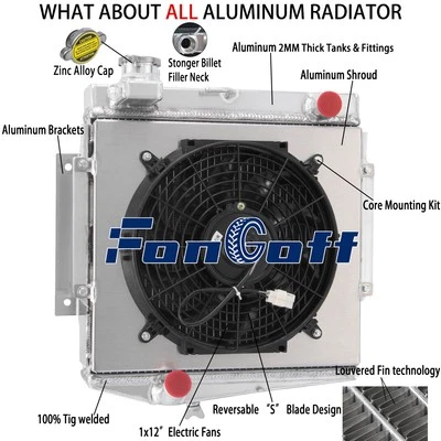 4-Core Aluminum Radiator+Shroud Fan Fits 1969-1970 Datsun 2000 Truck L4 2.0L MT Foto 1 de 4