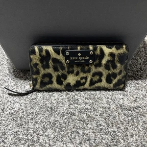 kate spade,leather zip around wallet, leopard EUC - Picture 1 of 7