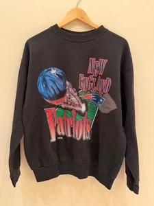 Vintage 1995 New England Patriots Sweatshirt by Sportline Sportswear Black L - Bild 1 von 8