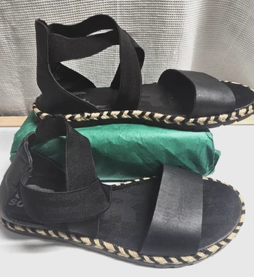 SOREL ELLA II Sandalias Planas Correa Negra Alpargata Mujer Talla 9 Foto 1 de 4