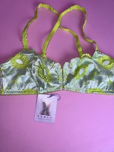 Sujetador Savage X Fenty Mujer L Amapolas Perfectas Sin Forro Encaje Demi Espalda Corredora Verde Lima - Imagen 1 de 3