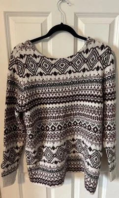 Женский свитер пуловер NorthCrest размер XL винтажный вырез лодочкой скандинавский принт - Изображение 1 из 4