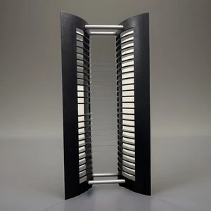 Vintage ATLANTIC CD Tower Rack Black/Silver – Holds 24 Y2K Era Media Stand READ - Picture 1 of 6