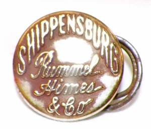 Overalls Button Shippensburg Rummel Hines & Co. Brass Vintage Advertising - Picture 1 of 4