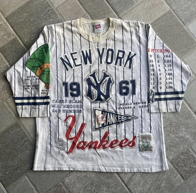 Camisa De Colección New York Yankees 1961 Campeones Años 80 90 Puntada Única AOP Para Hombres XL Foto 1 de 4
