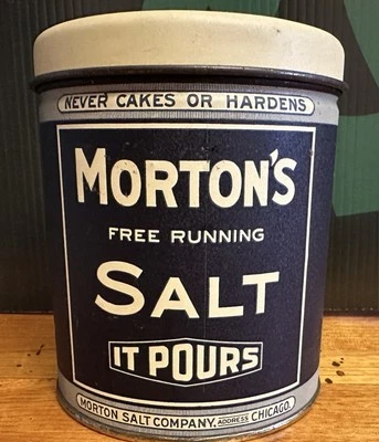 Morton Free Running Salt Company Vintage Metal Cannister Dated 1985 Collectible - Image 1 of 4