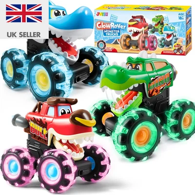 JOYIN 3 Pack Monster Truck Toys for Boy Girl Age 1 2 3 4 5 6, Motion Activated L - Image 1 of 4
