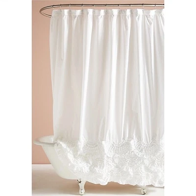 Anthropologie Rivulets Blanco Volantes Ducha Elegante Calidad Cortina Talla 72x72 Foto 1 de 4