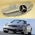 For Mercedes Benz R230 W230 2003-2006 SL Style Convertible Front Grille Silver