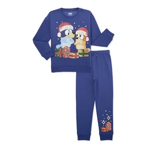 Disney Bluey Outfit Sweatshirt Shirt Pant Set Girl Boy 4 5 6 7 8 Christmas Bingo - Picture 1 of 3