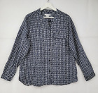 Liz Claiborne Shirt Womens XL Blue Horse Print Tunic 100% Lyocell Button Up