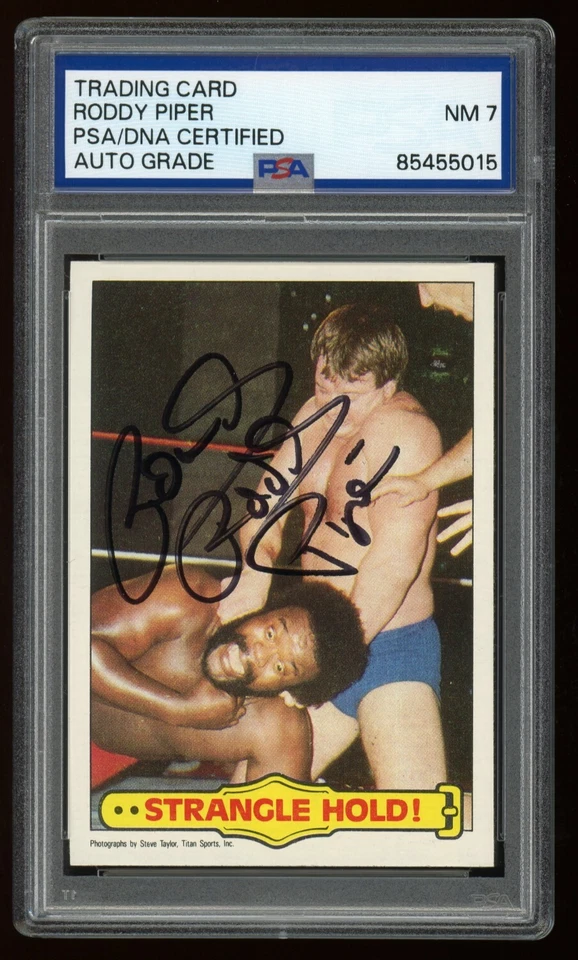 Rowdy Roddy Piper Signed PSA/DNA 1985 Topps WWF Auto Card #40 HOF 015 - Image 1 of 2
