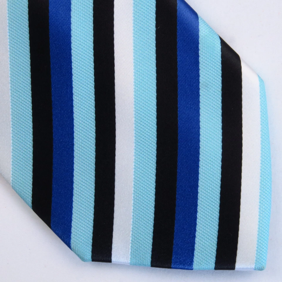 Colours by Alexander Julian Blue Black Diagonal Stripe Mens Neck Tie 56x3.25 - Image 1 of 4
